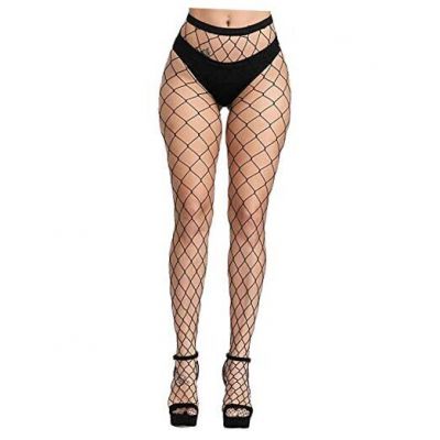 Fishnet Stockings Womens High Waist Tights Sexy Sheer Mesh One Size Black-xl